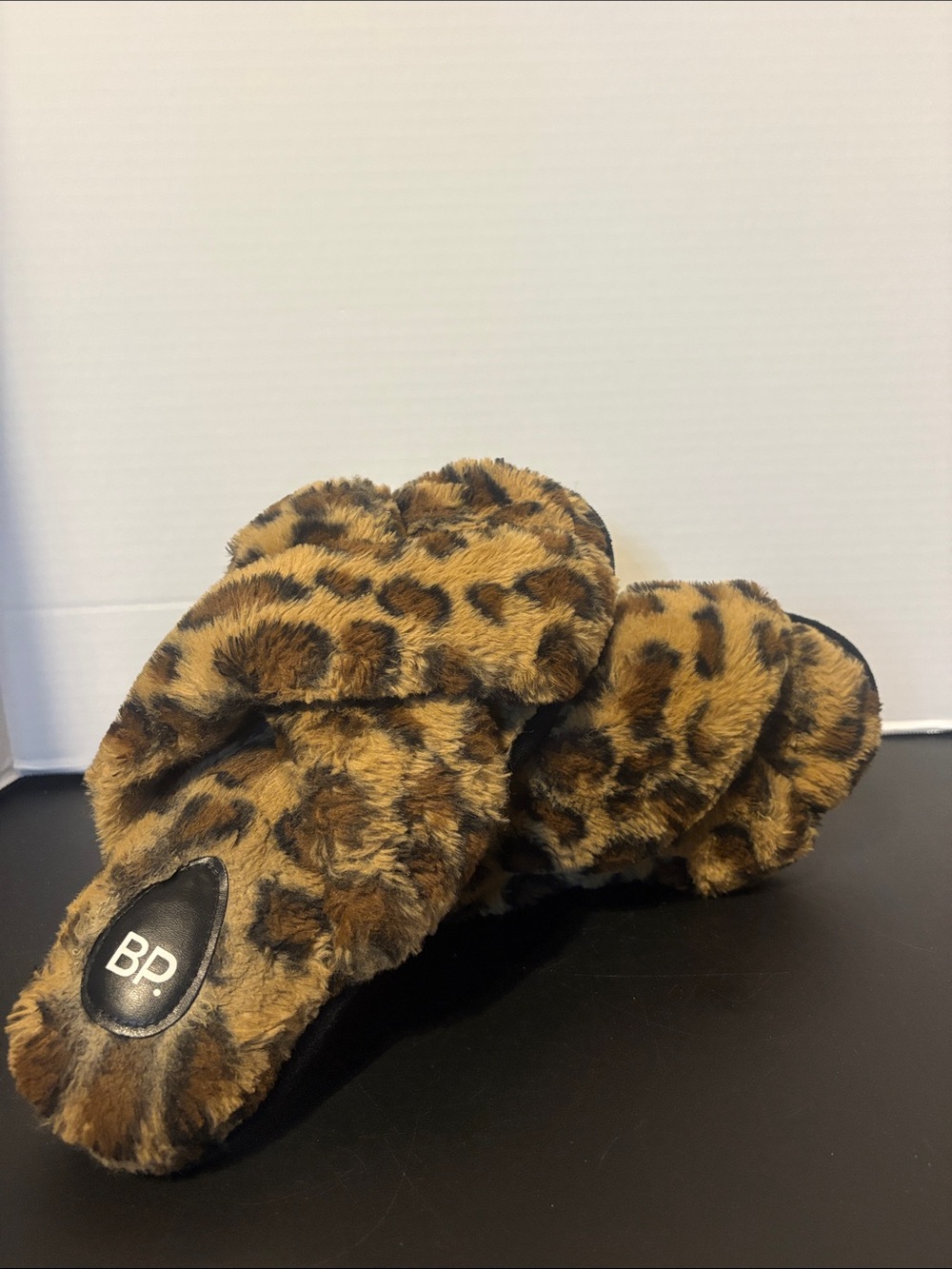 bp Leopard-Print Faux Fur Slide Slippers - Brown/Black